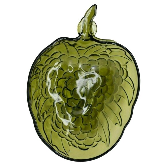 Vintage Indiana Glass Green Grape Fruit Bowl Mid Century Serving Dish - Picture 2 of 6